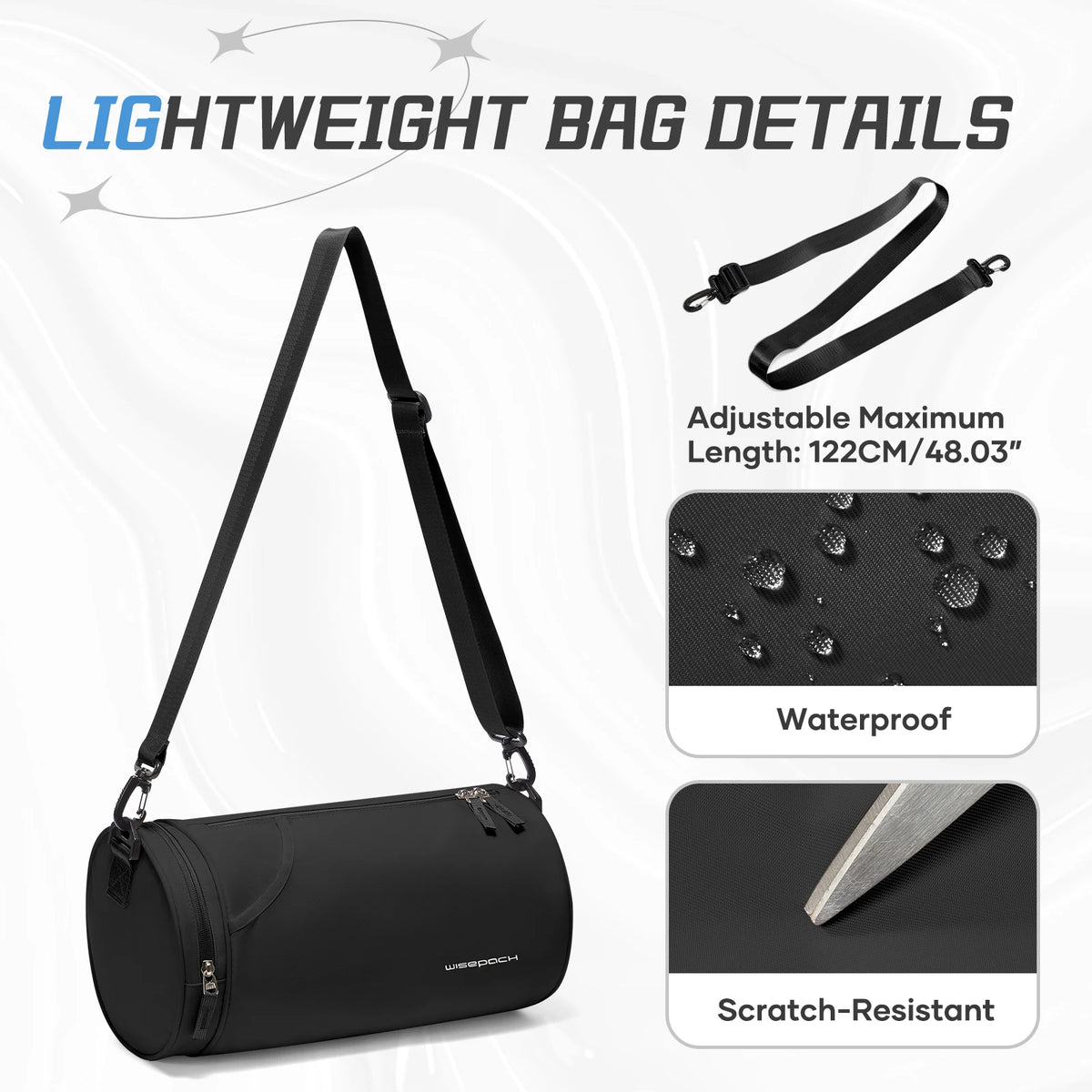 Sports Bag Men and Women for Adults, with Shoes Rack and Wet Pocket Waterproof Gym Duffle Bag for Fitness, Swimming and Travel