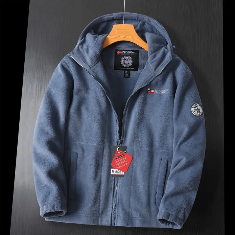2025 Hot Selling Norway Cold Resistant Warm Thick Double-layer Hooded Fleece Winter Plus Fleece Men's and Women's Same Size