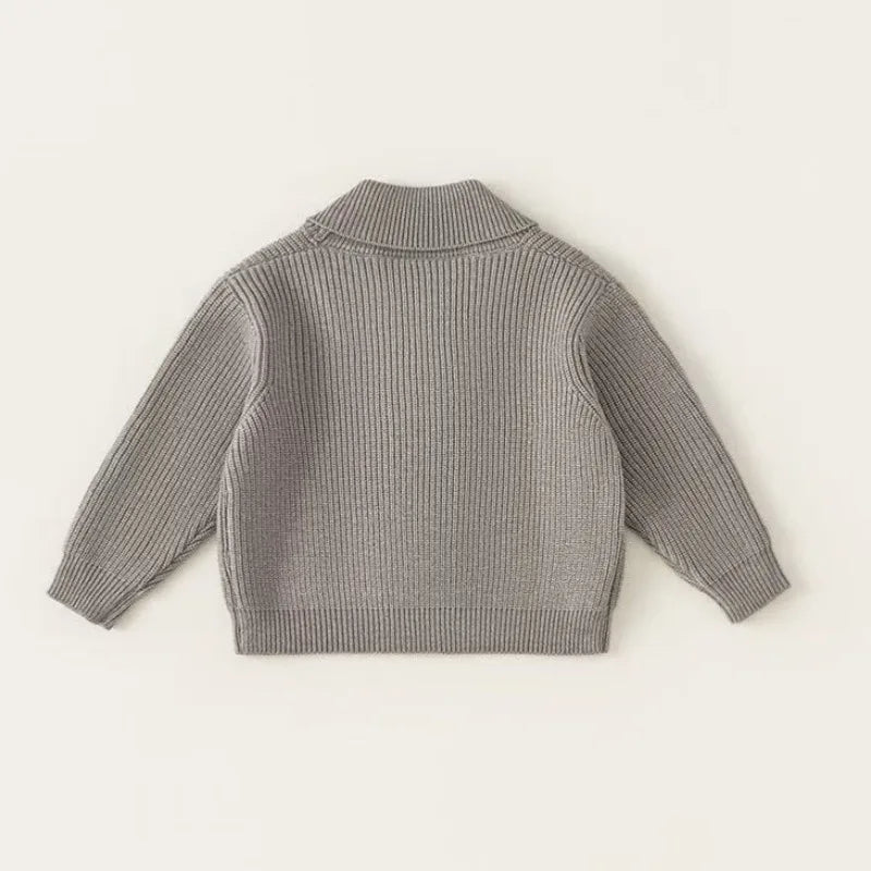 Knitted Cardigan Jacket for Children Autumn and Winter Korean Fashionable and Loose Double Breasted New Top for Boys and Girls