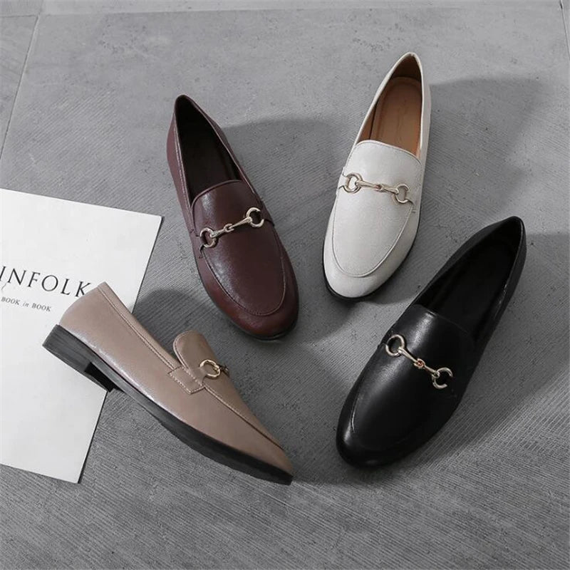 Womens Shoes Flats Loafers Ladies Fashion Leather Brand Sneakers Womens Designer Flat Ladies Shoes Woman Luxury Female Footwear