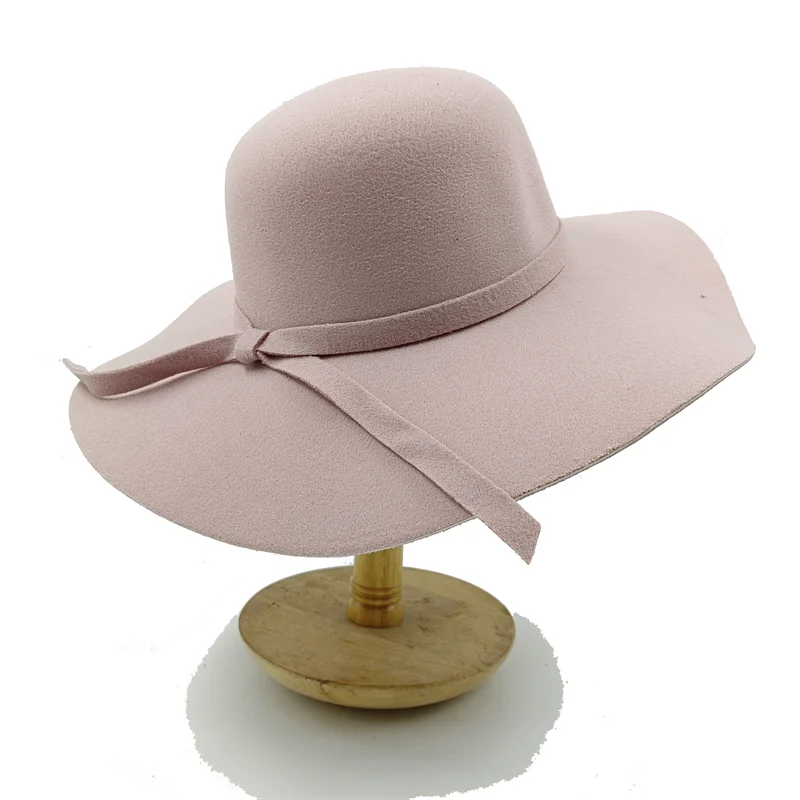 Women Hat  Autumn Winter Vintage Floppy Hat Women Elegant Felt Fedora Hat Wide Brim Sun Cap British Style Fedoras Felt Floppy