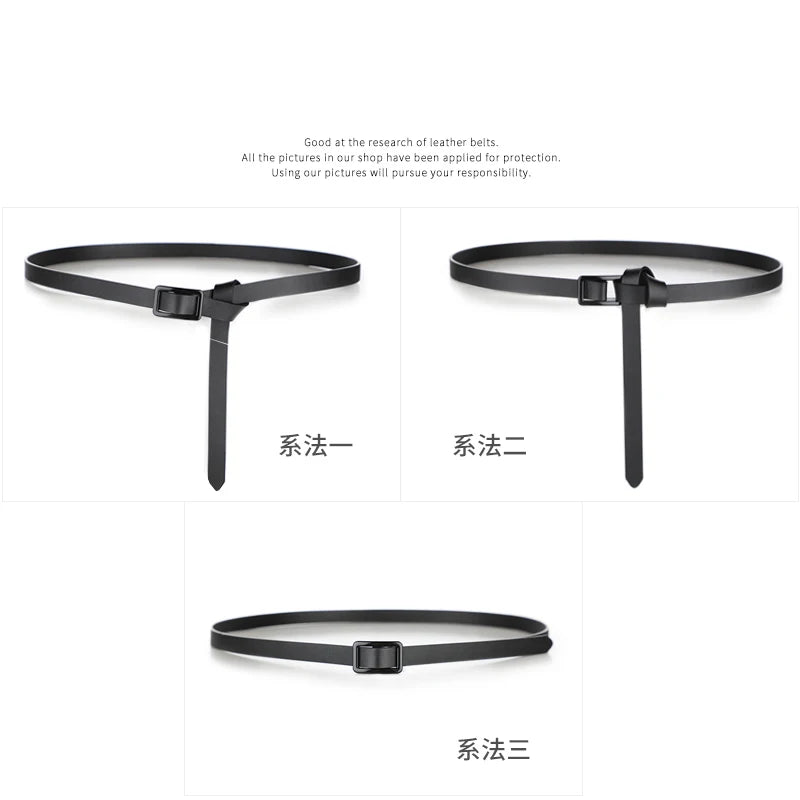 Fashion Belts for Women Metal Buckle Waist Belt Knotted Thin Belts for Jeans Dress Leather Belt Adjust Skinny Waistband