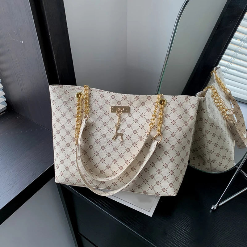 2024 Autumn and Winter New Presbyopic Handbag Shoulder Bag Large Capacity Tote Bag Women's Bag