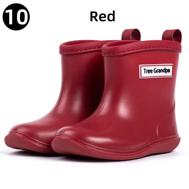 Toddler Rain Boots Baby Kids Easy-on Rubber Rain shoes Children Waterproof Shoes for Boys Girls Soft Toddler Rubber Shoes