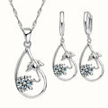 Wedding Bridal Jewelry Sets for Women Neckalce and Earrings 925 Sterling Silver Romantic Style Jewelry for Women As Gift