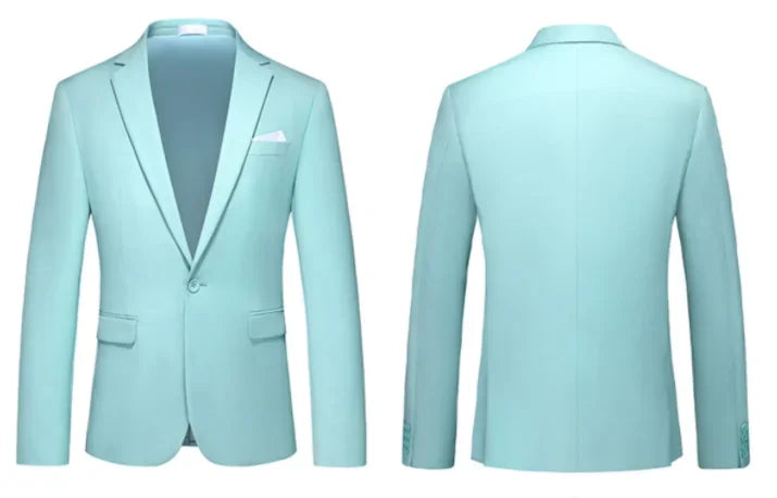 Green Men's Suit Jacket, Single Button V-neck Dress Coat, Fashion Men Slim Blazer, Suitable for All Seasons Terno Masculino