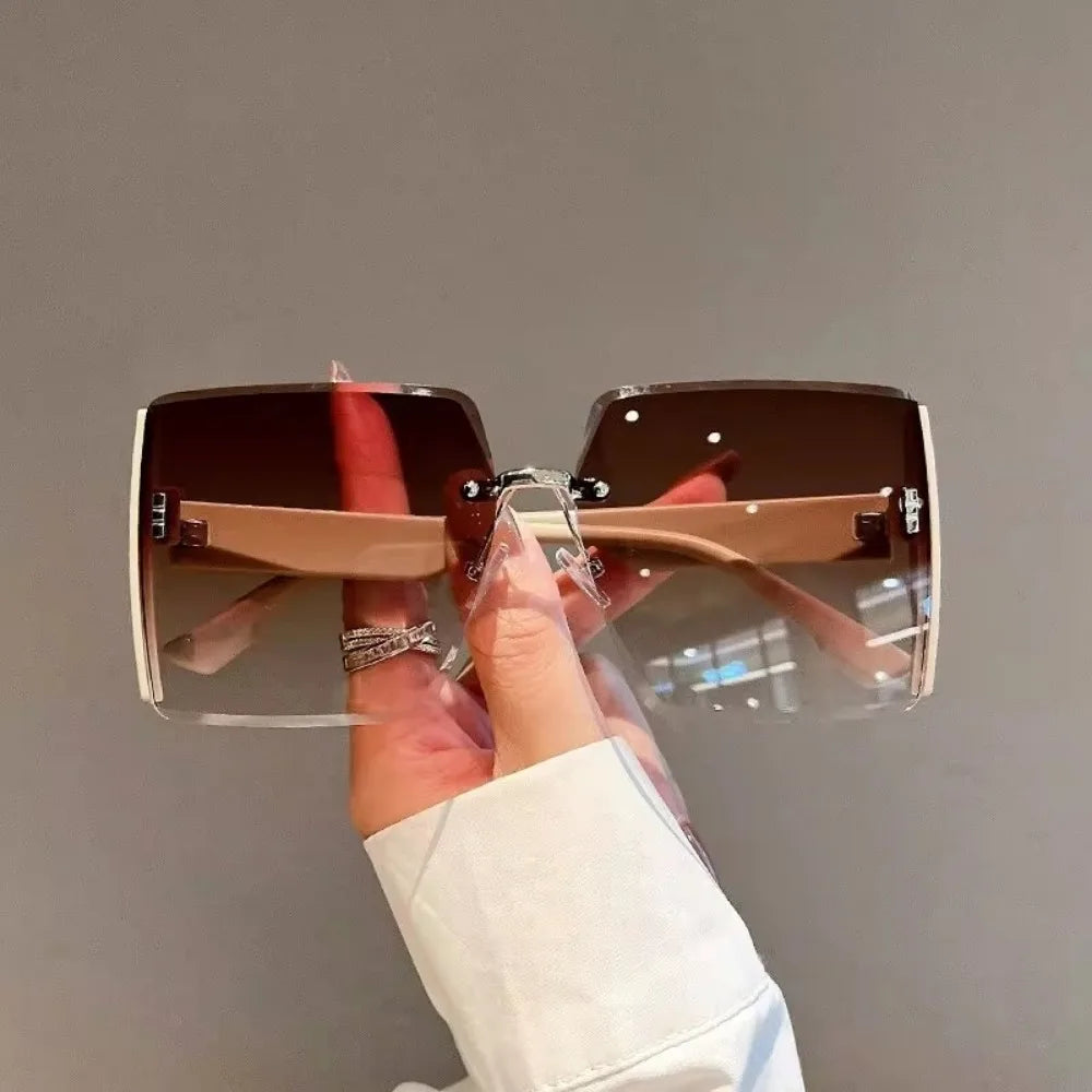 Square Frameless Retro Sunglasses for Women Fashion Vintage Glasses Men Luxury Trend Brand Designer Shades Eyewear