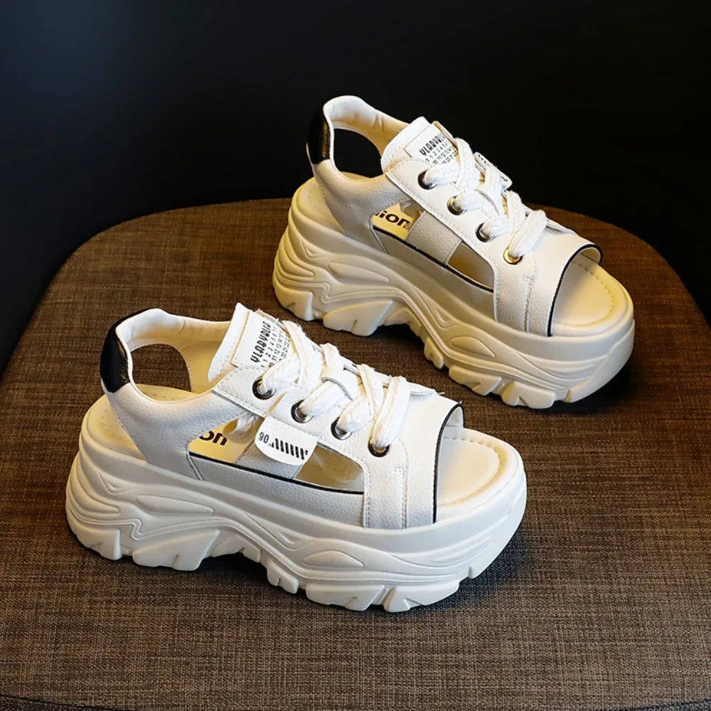 Sports Sandals for Women 2026 Summer High Heels Soft Bottom Retro Wind Fish Mouth Shoes Hollow Out 8cm Strap Sandals for Womens