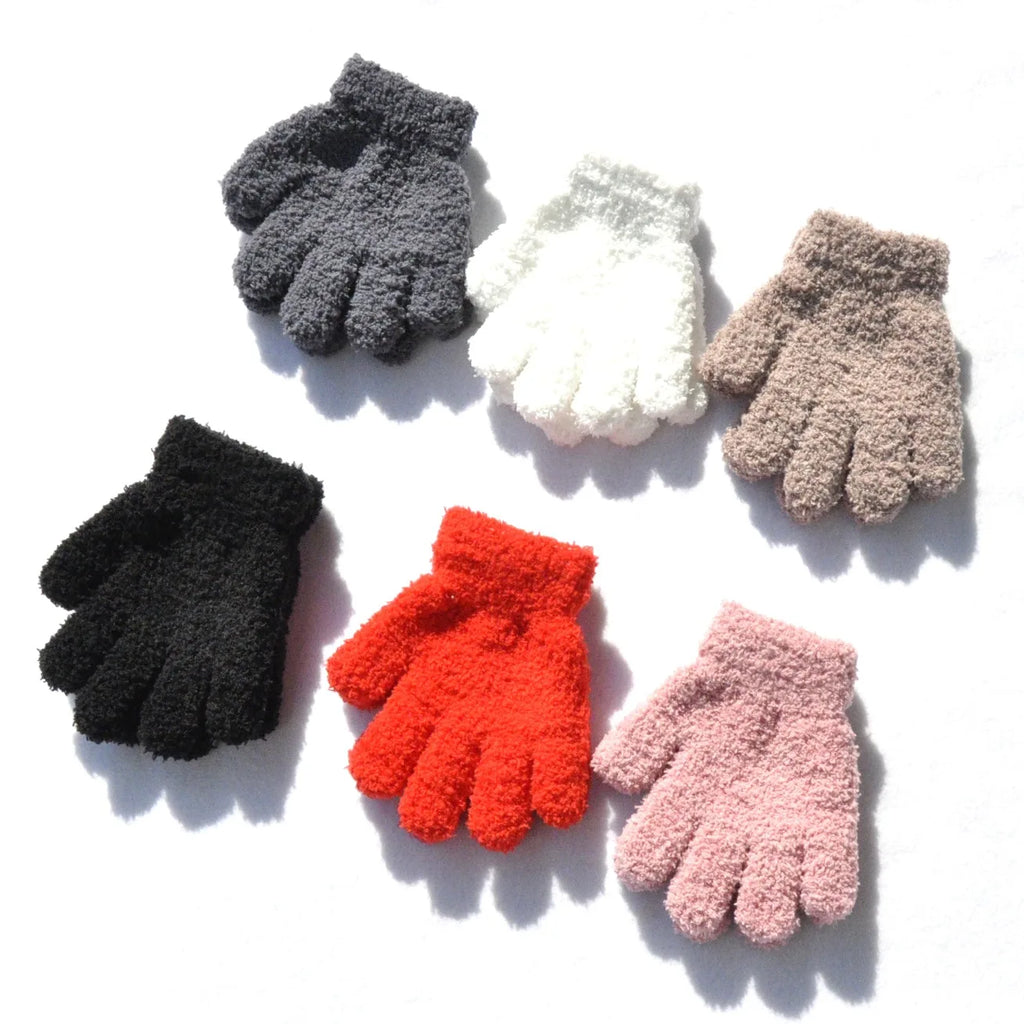 Children Gloves For 3-6 Years Old Winter Kids Coral Fleece Thicken Baby Plush Furry Full Finger Mittens Soft Gloves Keep Warm