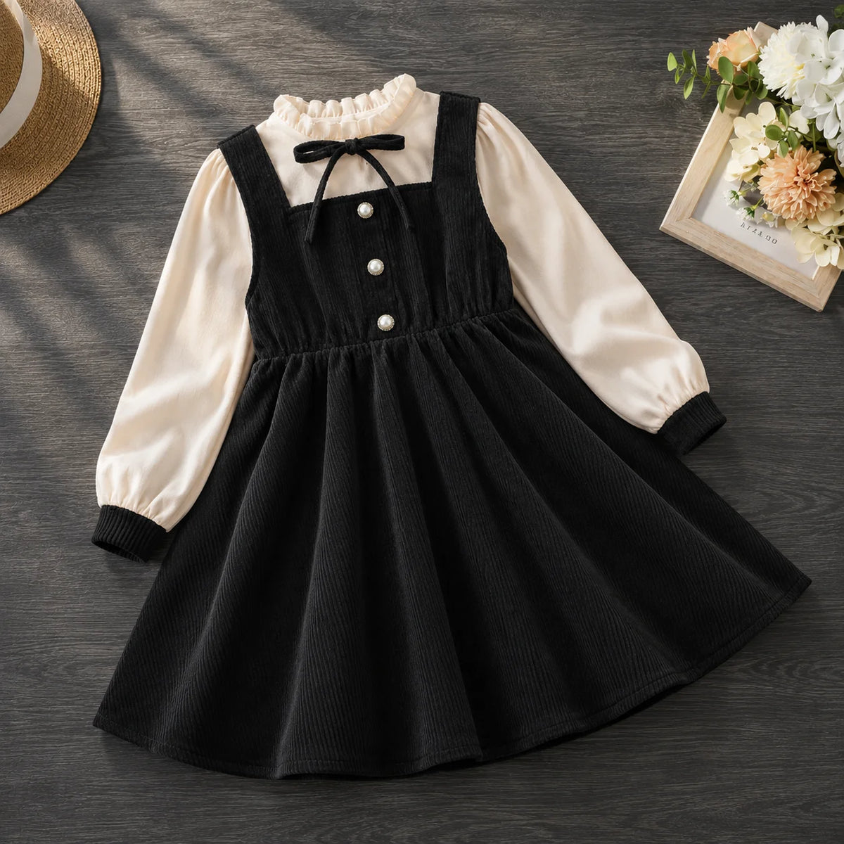 Kids Corduroy Long Dresses for Girls Clothes Teenagers Children Outfits Party Dress Autumn Warm Baby Costumes 6 8 10 12 13 Years