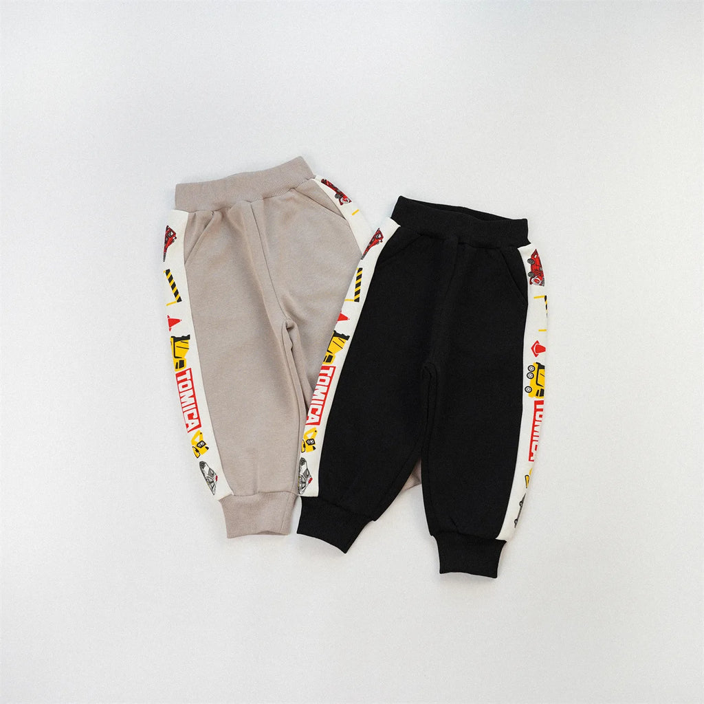 90-150 Kids Jogger Pants 2026 Autumn Car Patchwork, Comfy Breathable Versatile Sports Long Pants for Teenage Boys & Girls