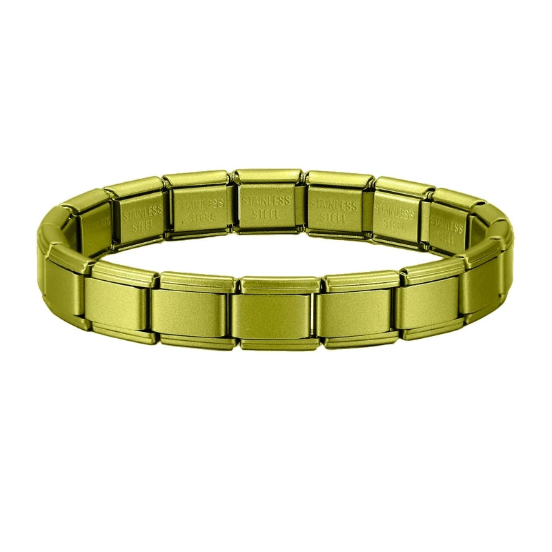 Men's Women's Jewelry DIY 9MM Width Italian Elastic Charm Bracelets Gold Silver Solid Color Stainless Steel Fashion Bangle Basic