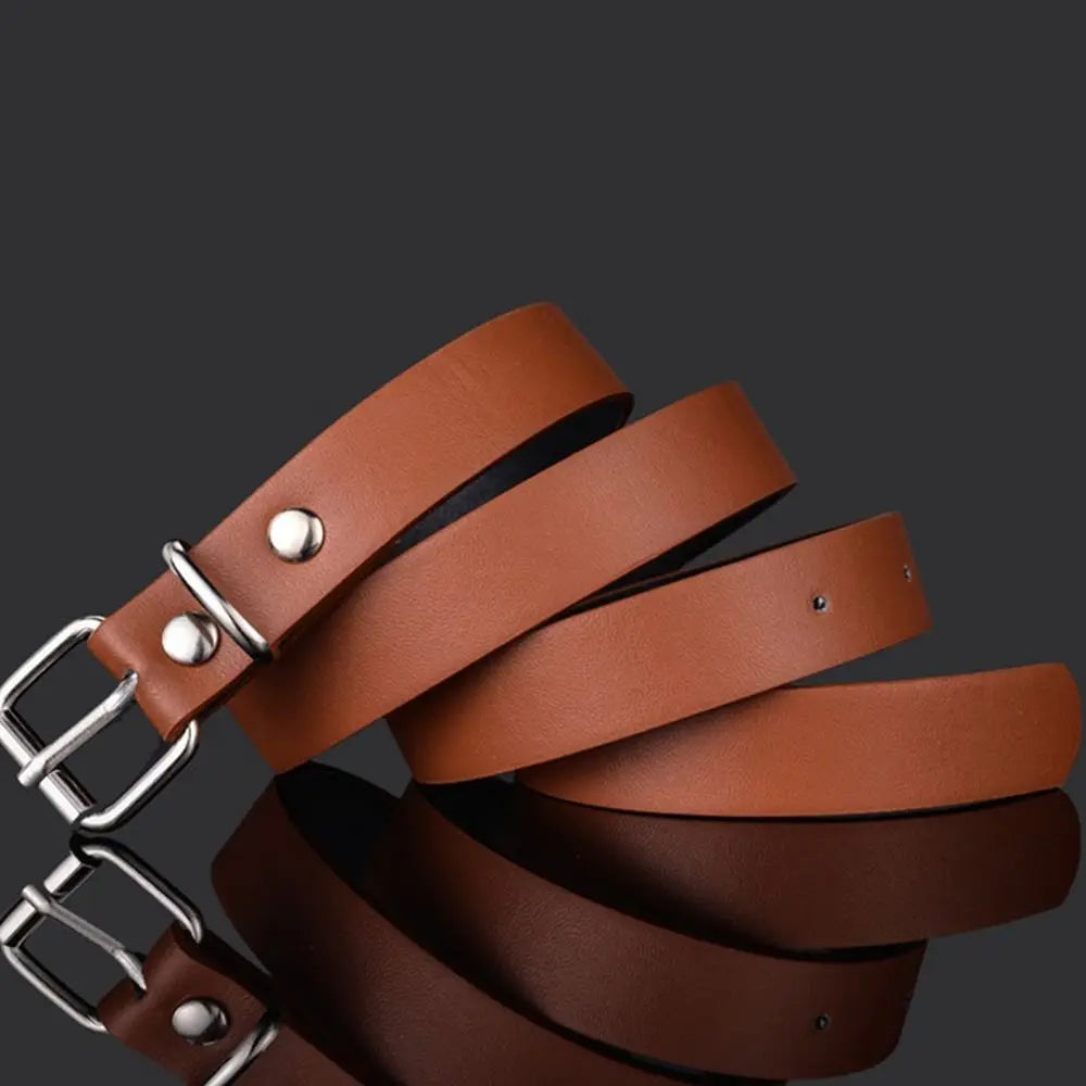 Boys Girls Retro Casual Pin Buckle Waistband Children Leather Belt Trouser Dress Belts Thin Waist Strap