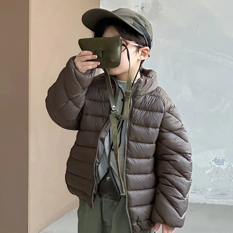 Winter Warm Baby and Girls Boys Lightweight Plain Turtleneck Zip Puffer Jackets Kids Windproof Coats Children Outfit Tops 1-12Yr