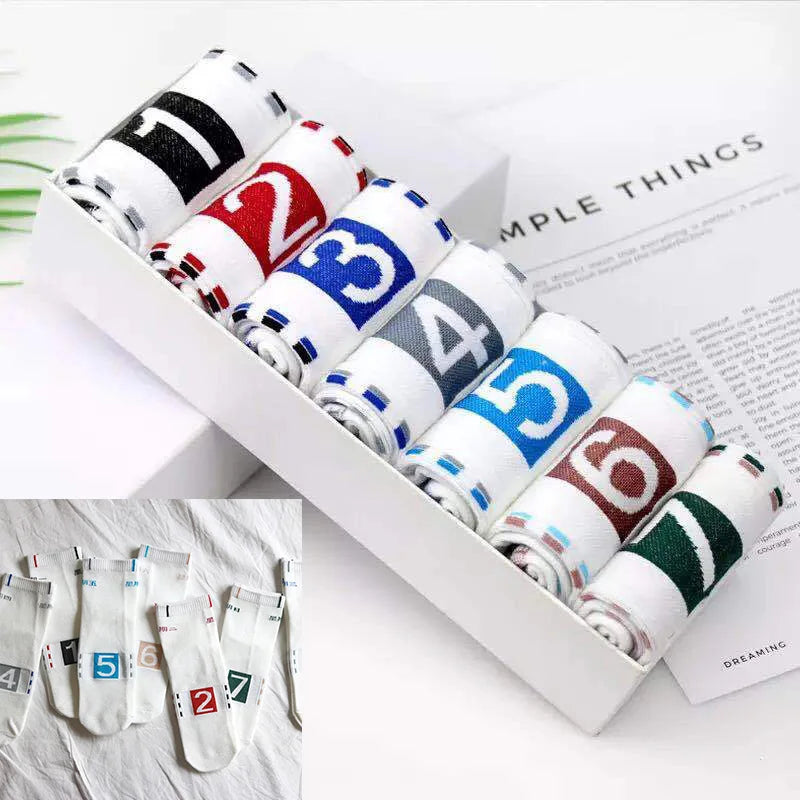 7 Pairs Fashion Mens Socks Combed Cotton Solid Color Business Socks For Man British Style Multi-colored Week Socks For Men Dress