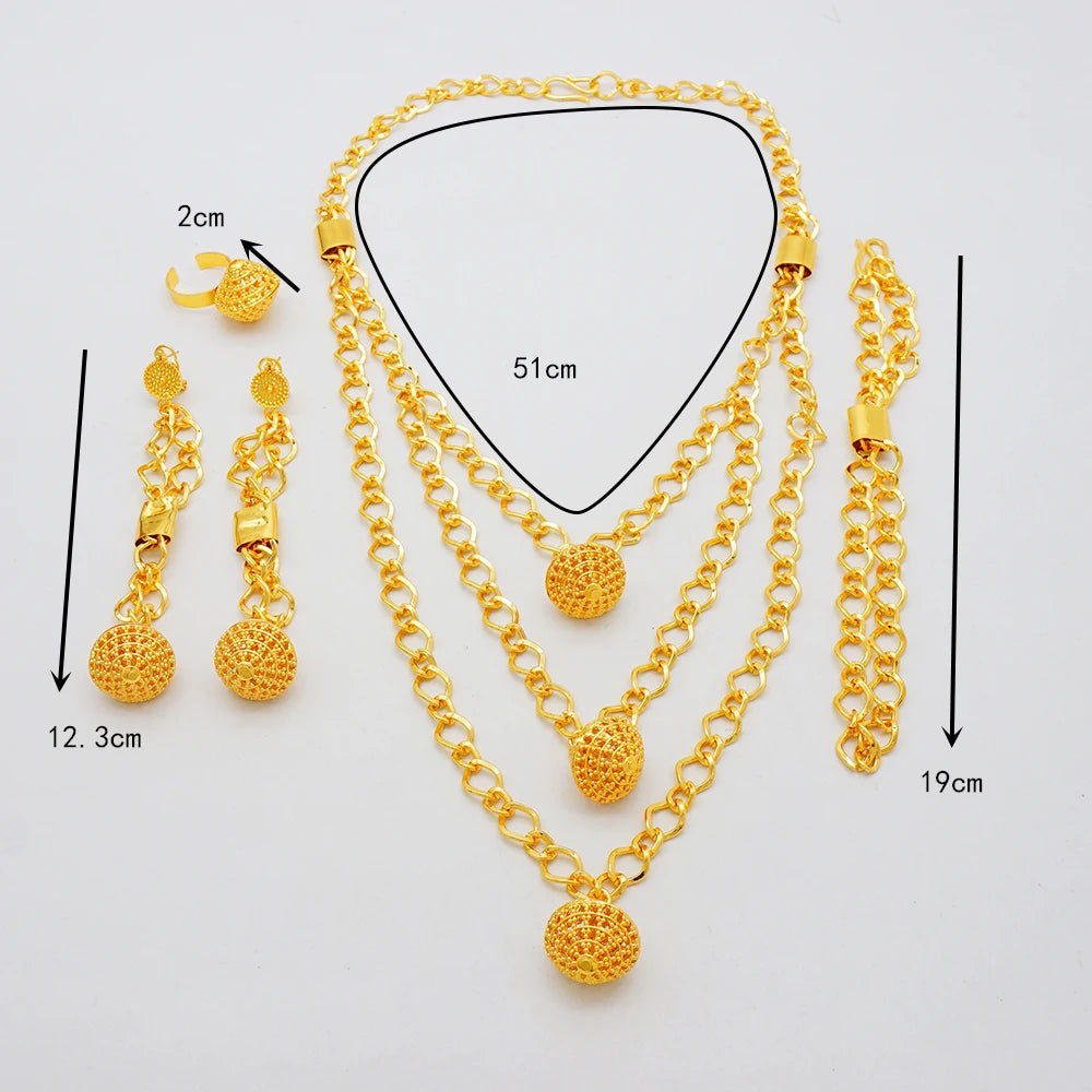 Dubai Luxury Gold Color Jewelry Set for Women Pendant Earrings Sexy Jewelry Wearing Necklaces Earrings Weddings Gifts