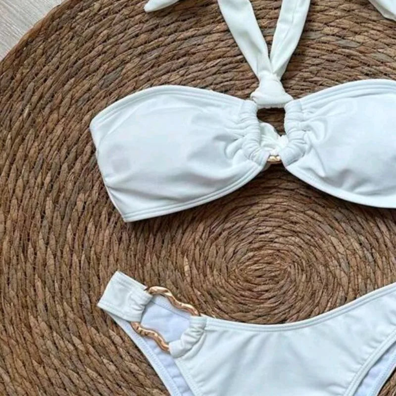 New Sexy White Bikinis Women's Swimwear Female Swimsuit For Swim Wear Bathing Suits Brazilian Bikini Set Beachwear Pool Bather