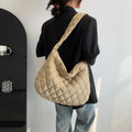 Women's Vintage Nylon Shoulder Underarm Bag Female Casual Waterproof Crossbody Hobo Bags for Lady Quilted Large Capacity Handbag