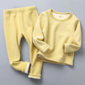 Plush Lined Kids Pajama Set Cozy Striped Winter Sleepwear Ultra Warm Soft Pajamas for Boys and Girls for Autumn and Winter