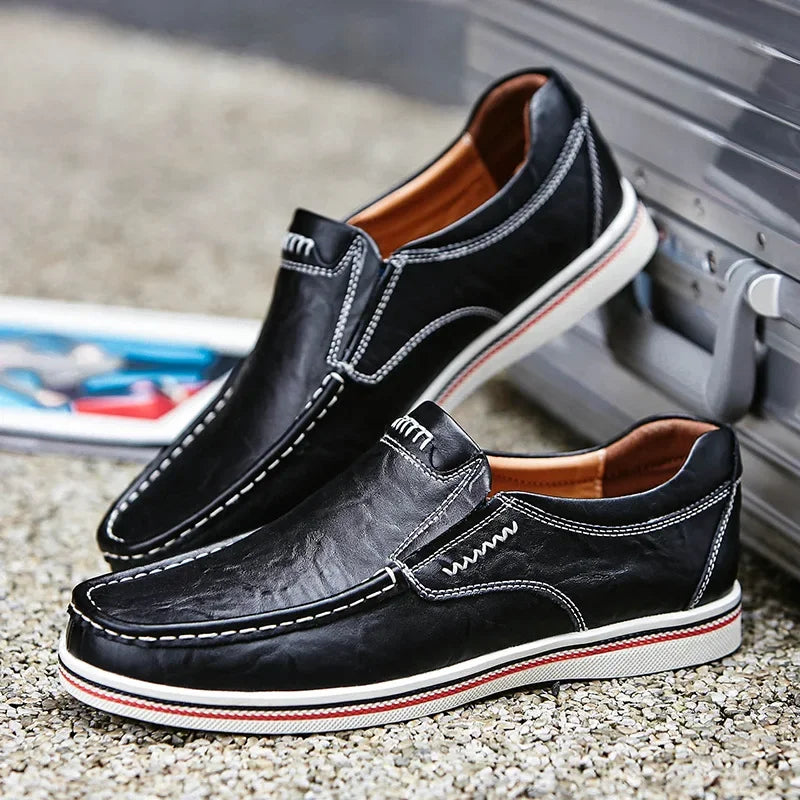 Plus Size Men's Loafers Outdoor Comfort Flat Moccasin Shoes Men's Genuine Leather Casual Party Driving Shoes Zapatos De Hombre