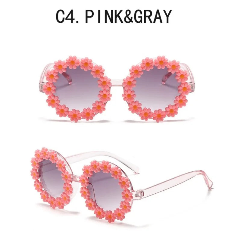 Kids Sunglasses Children Round Flower Sunglasses Girls Boys Baby Shades Glasses UV400 Outdoor Sun Protection Eyewear
