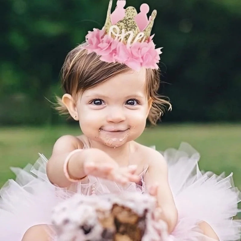 Birthday Party Decor Hat Kids 1/2 Year Happy Birthday Boy Girl First Birthday Party Baby Shower Decor Pink Kids Crown Hat