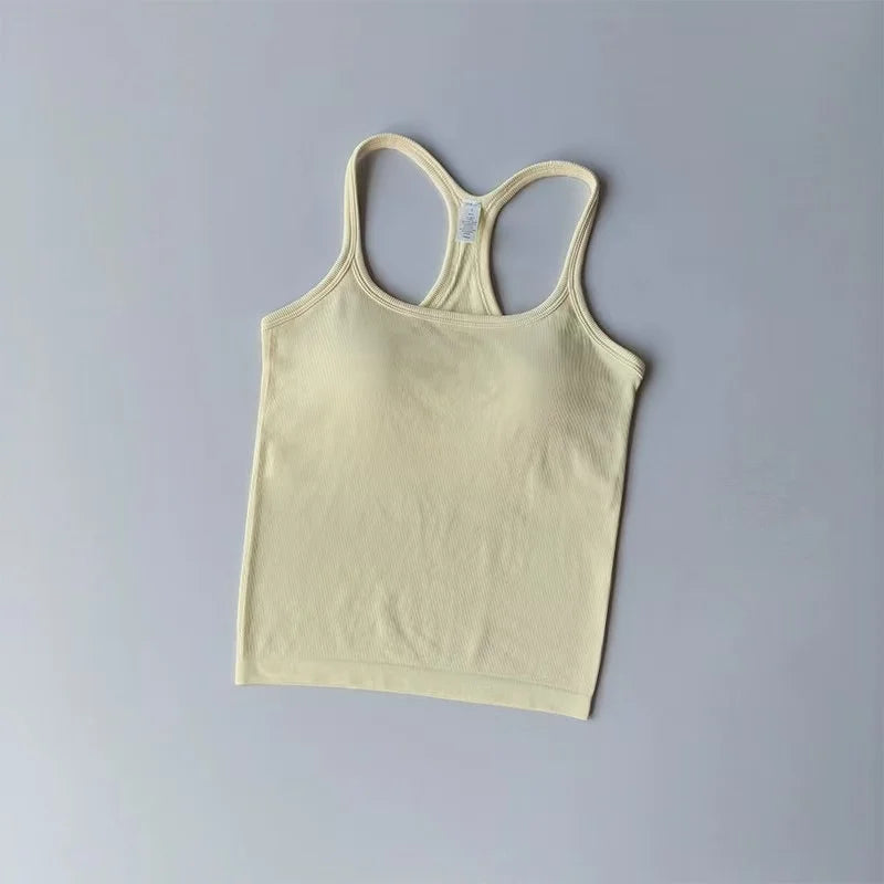 Women's Yoga Wear Sports Bra Shockproof Push-Up Fitness Clothing with Padded Chest Running Outerwear Pilates Tank Top