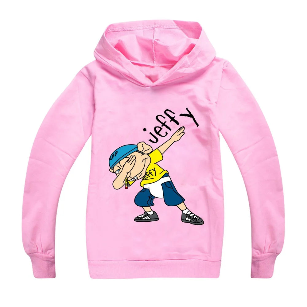 2026 Autumn Anime Jeffy Puppet Hoodies Teenager Boys Hoodie Kids Sweatshirts Girls Leisure Outwear Children Pullovers Streetwear