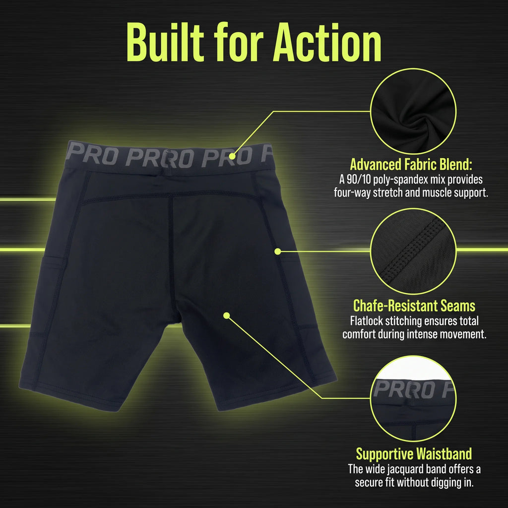 Youth Boys Compression Shorts Athletic Sports Performance Boxer Briefs Active Kids Running Underwear Comfortable Innerwear
