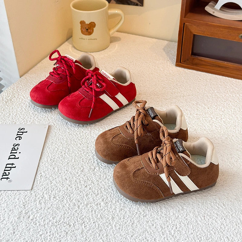 Children's Sneakers Four Seasons Models 2-16 Years Old Red Boys Girls De Training Shoes Brown Soft Non-slip Kids Single Shoes
