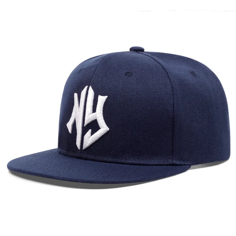 Men's and women's flat brimmed hatsStreet Embroidery Letter NYHip hop flat brimmed hat with adjustable styleFashionable
