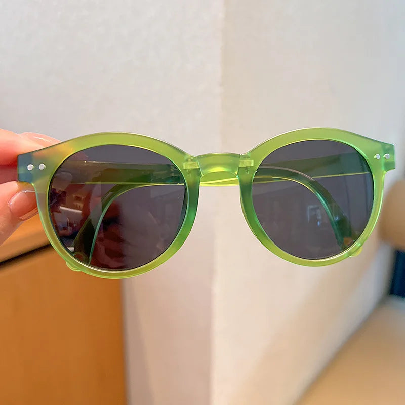 Children'S Colored Sunglasses  Foldable Round Frame Sun Glasses Boys Girls Uv400 Ultraviolet Eyepiece For Ages 2-8 Years Kids