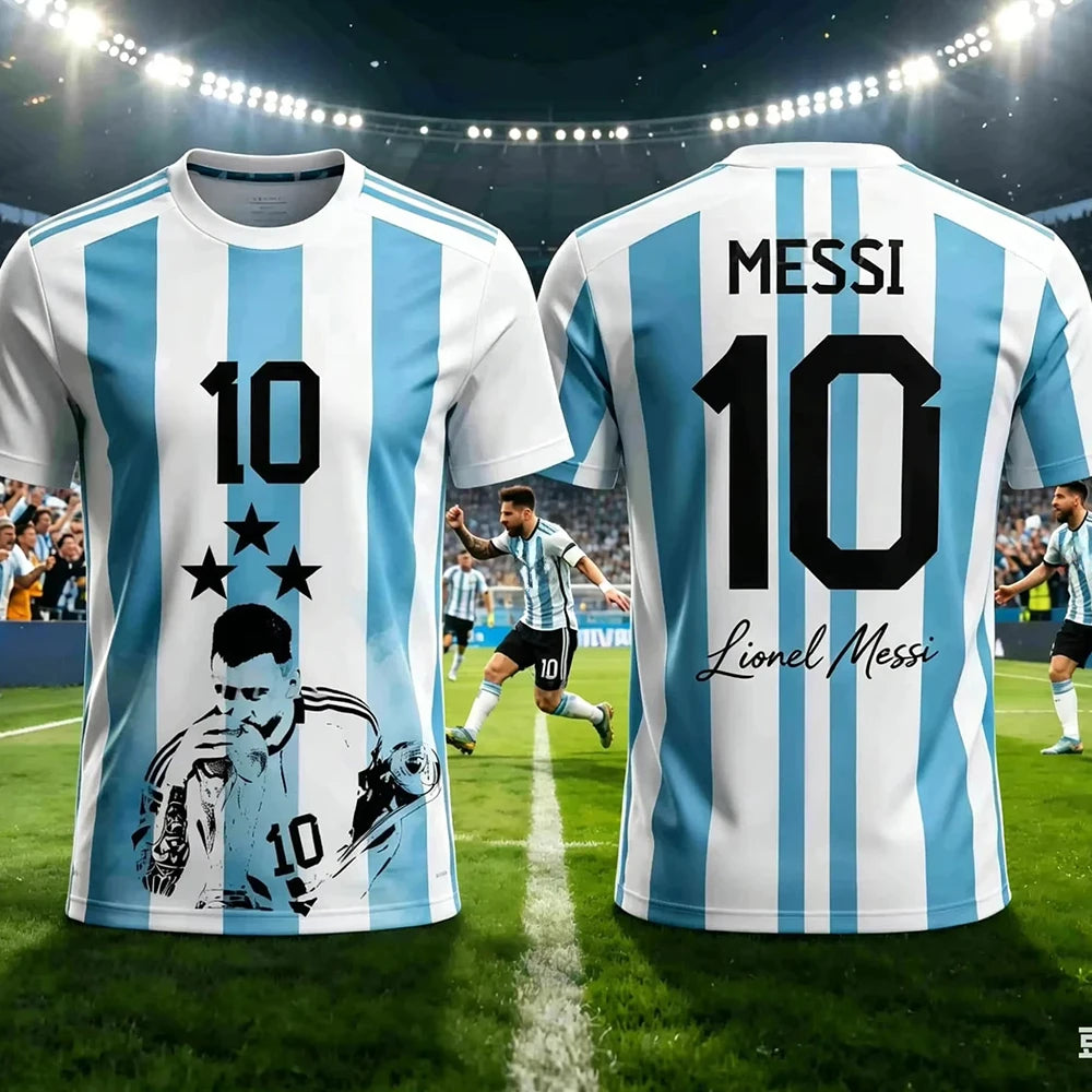 2026 Kid Tee Messi Style Summer 3D Printable Clothing Football Jersey T-shirt Loose and Comfortable Suitable Sports Wearing