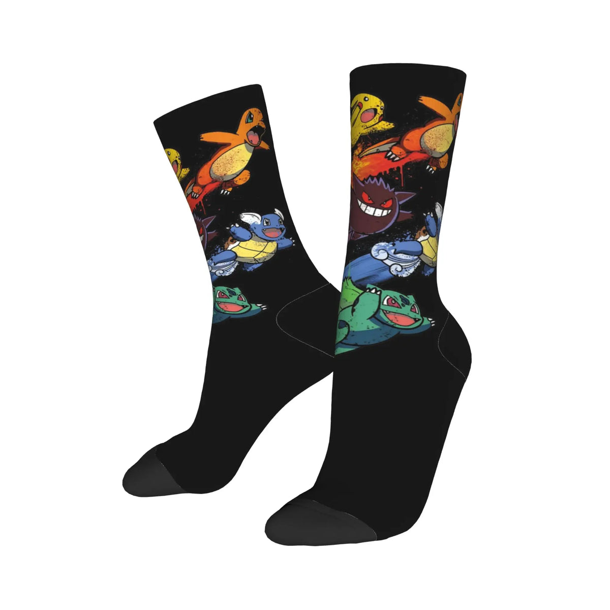 Happy Funny Male Men Socks Harajuku P-Pokemons Bulbasaur Sock Skateboard Women's Stockings Spring Summer Autumn Winter