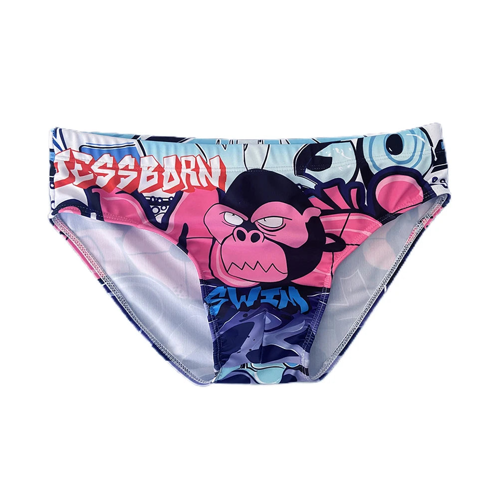 Summer New Swimwear Sexy Mens Cartoon Print Bathing Suit Quick Dry Breathable Swim Briefs Fashion Male Beach Surfing Underwear