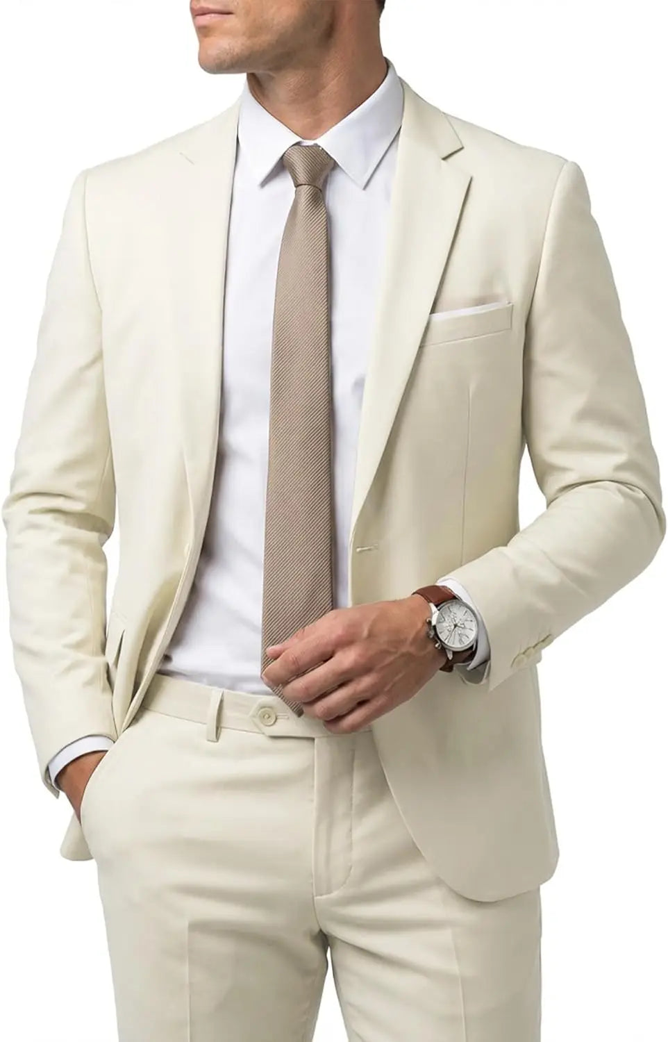 Men's 2 Piece Suit  One Button Slim Fit Solid Jacket  Pants Set Suits for Men Party Wedding Prom  Business