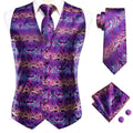 Hi-Tie Navy Paisley Dress Vest Set For Men Dark Blue Jacquard Men's Suit Vest Male Waistcoat For Wedding Formal Jacket