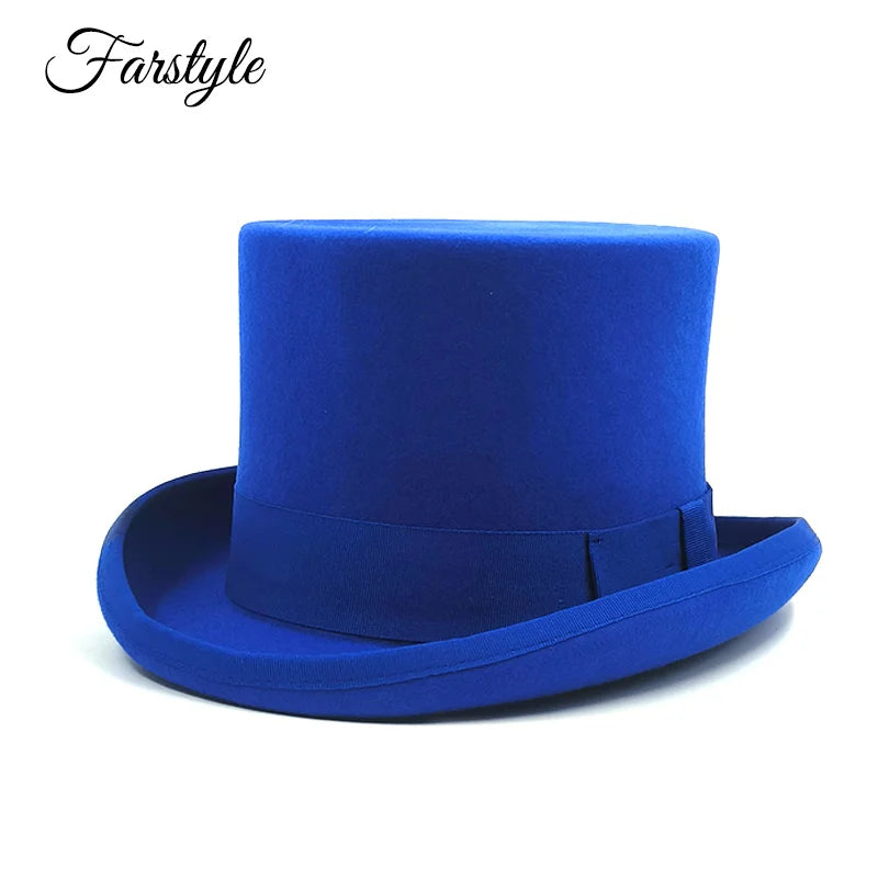 Men Top hat Magician Presidential high hat British jazz top hats male gentleman flat felt hat 2024 sombrero de copa británico