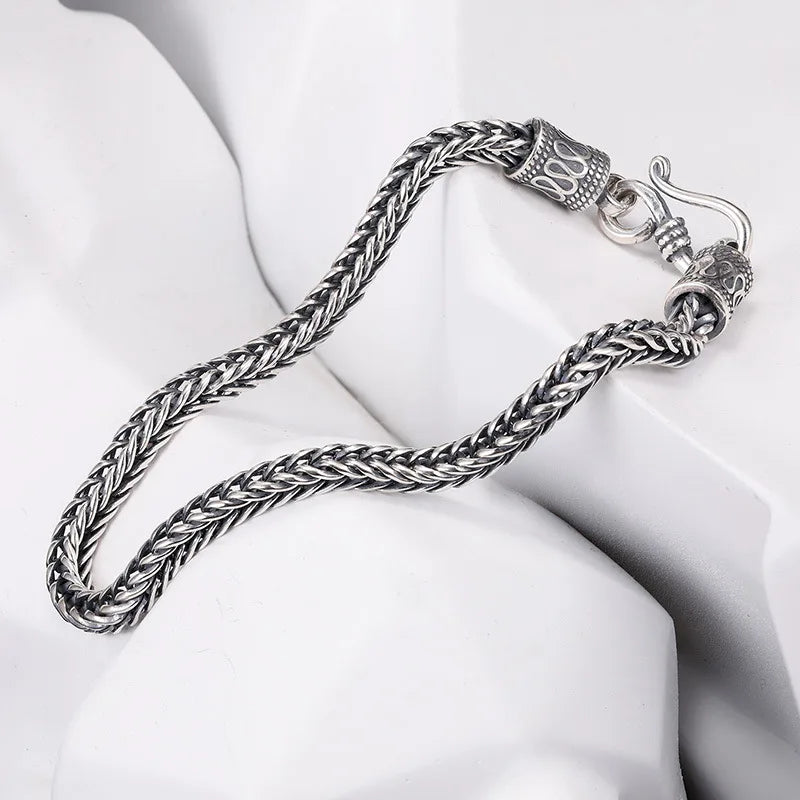 Men Bracelet 925 Sterling SilverVintage Men Bracelet for Man Women Wedding Jewelry Engagement Fashion Gift Party High Quality
