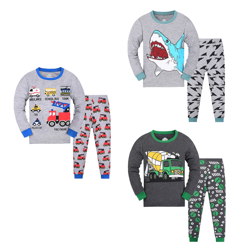 Boys Long Pajamas Set Toddler Sleepwear Little Kids Car Theme Comfortable Nightwear for Boys