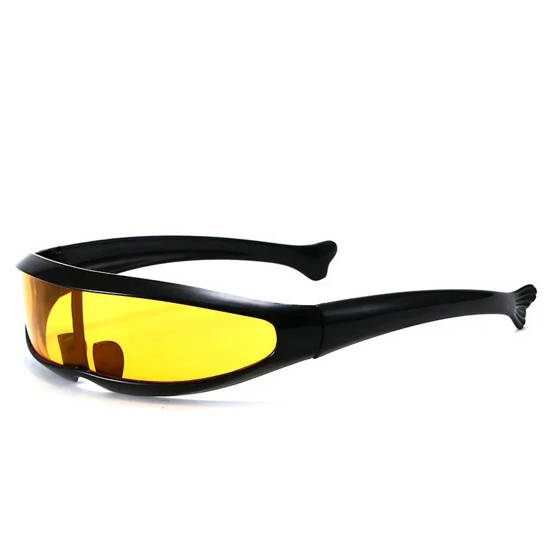 Conjoined Lens Sunglasses Men Women Fishtail Design X Laser Dolphins Mirror Glasses Windproof Goggles Space Robots Eyewear UV400
