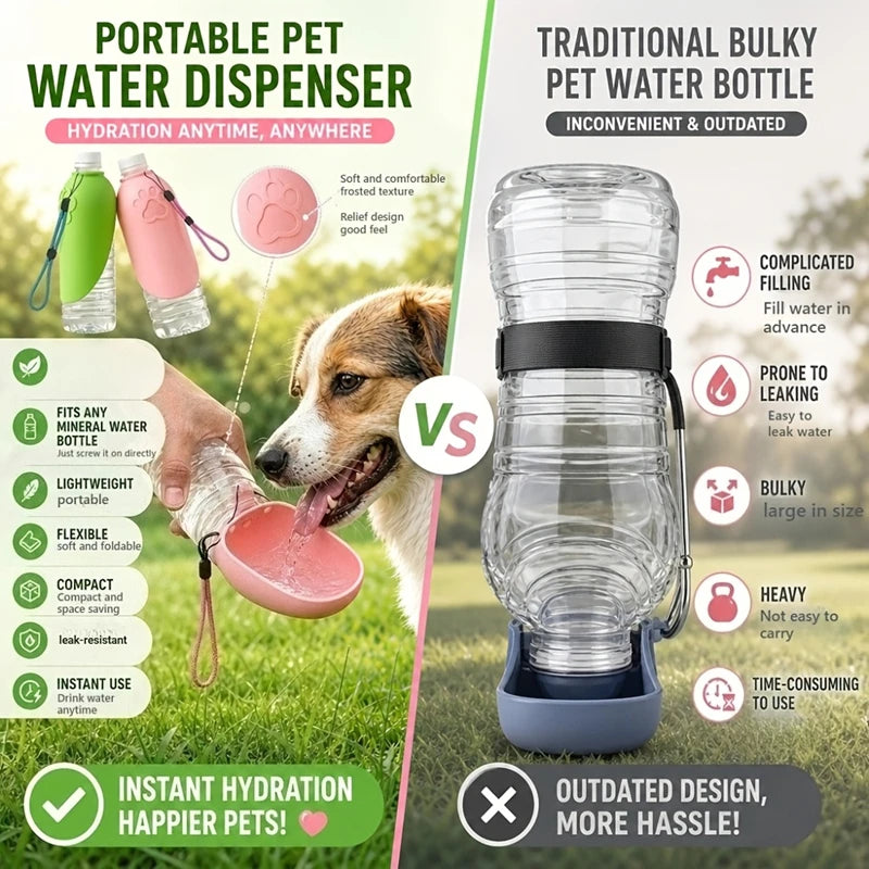 Silicone Pet Water Bottle Portable Dog Outdoor Water Dispenser Travel Drinking Feeder for Dogs Cats Accessories