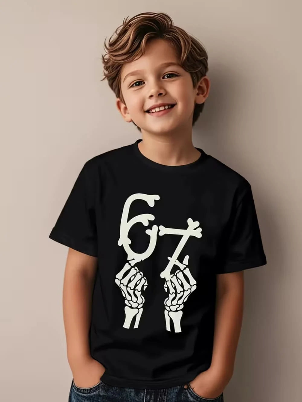Fun Six Seven 6 7 Meme Design T-Shirt for Kids Chaotic Humor Y2k Game Saying Tees Casual O-Neck Top Fashion Children's Clothing