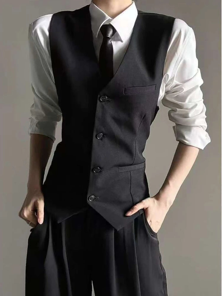 Unisex Black Grey Blazer Vest Edgy Slim Fit Suits Vest with High End Tailored Design for Men Women