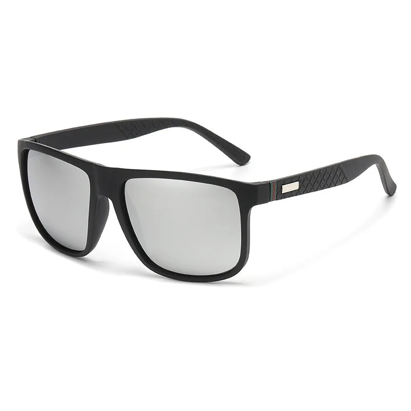 Stylish Polarized Sunglasses for Men, Designed for Driving, with UV Protection and High-Definition Lenses. Trendy, Square-Shaped