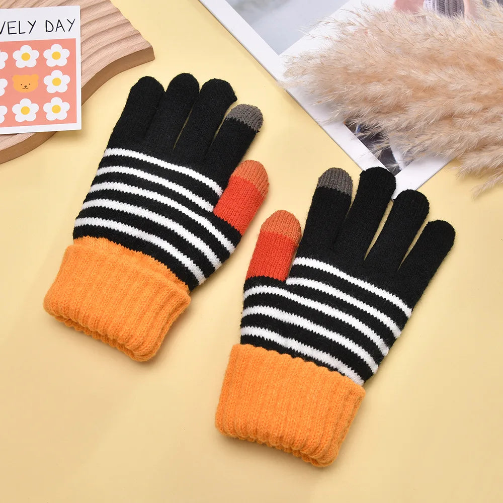 Women's Autumn Winter Gloves  Warm Hand Protection Touch Screen Splicing Thick Fashion Gloves Solid Color Simple Funny Wholesale