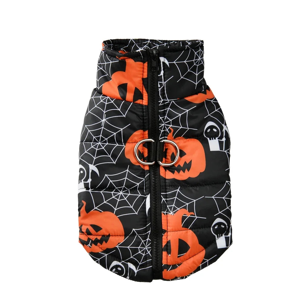 Pet Dog Clothes Autumn Winter Cozy Warm Coat for Small Medium Dogs Halloween Pumpkin Print Clothing Bulldog French Pug Jacket