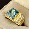 Fashionable gold-plated rings for men and women, European and American celebrity alloy inlaid gemstone jewelry