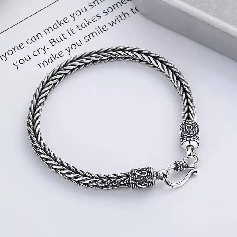 925 Silver Bracelet Retro Men Classics for Man Woman Fine Jewelry Wedding Noble Chain Party Christmas Gifts Party