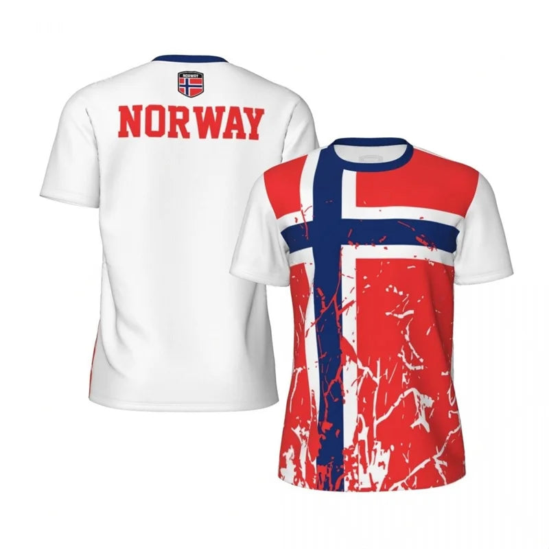 Norway Graphic Kid's T-shirt Fashion Sports Loose Short Sleeve Summer New Design 3D Printed Fitness Tees Football T Shirts